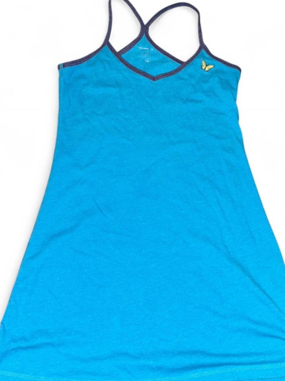Y2K Turquoise Old Navy Nightgown w/ embroidered lime green butterfly